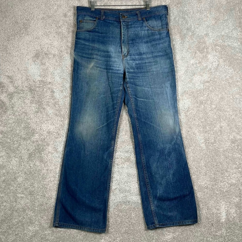 Vintage Rump Mens Jeans Faded Whiskers Flare Bootcut Denim 80s 90s Fits 36x29